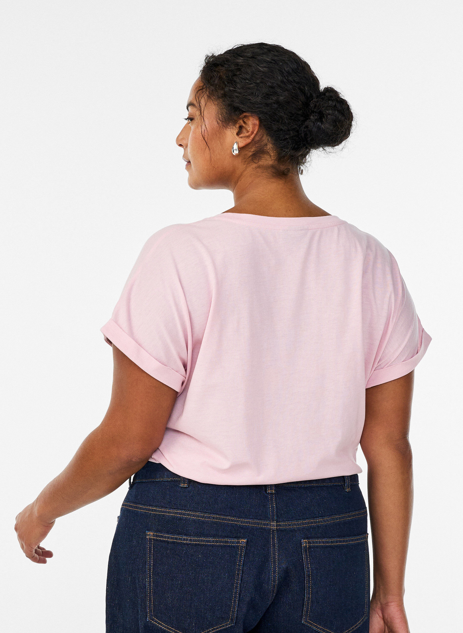 ZizziT-shirt &agrave; manches courtes en coton m&eacute;lang&eacute;, Rose, Model image number 2