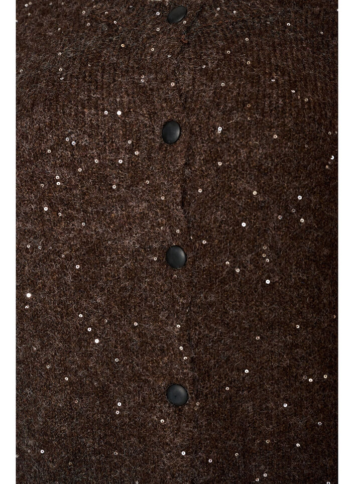 Cardigan mit Pailletten und Kn&ouml;pfen, Braun, Packshot image number 2