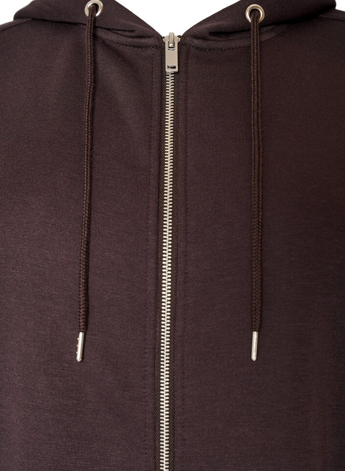 Langer Hoodie mit Rei&szlig;verschluss und Taschen, Braun, Packshot image number 2