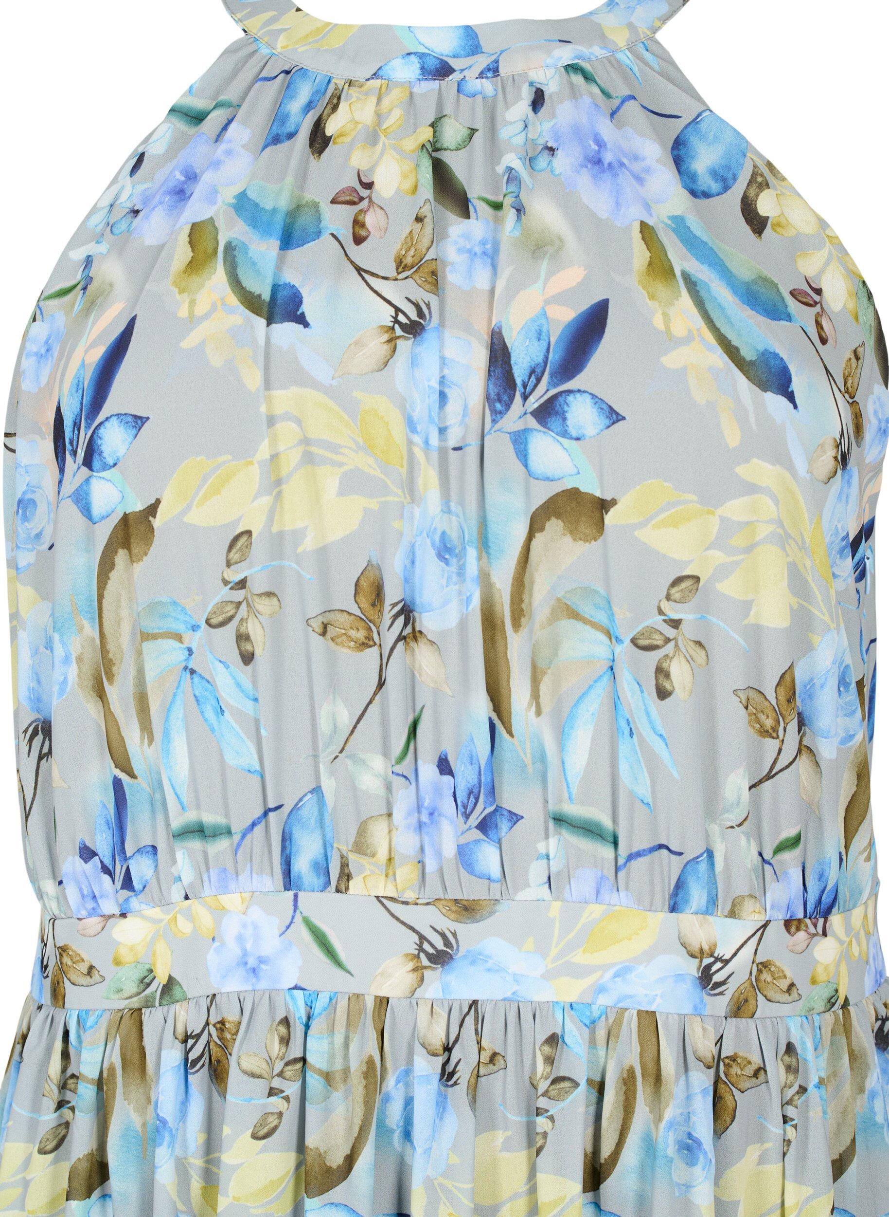 Zizzi Robe longue dos nu &agrave; motif floral, Wrought Iron AOP, Packshot image number 2