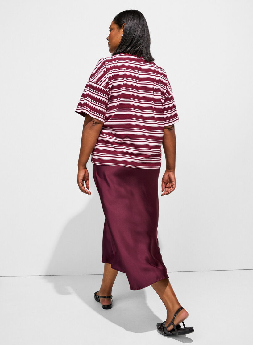 Jupe midi en satin, Bordeaux, Model image number 1