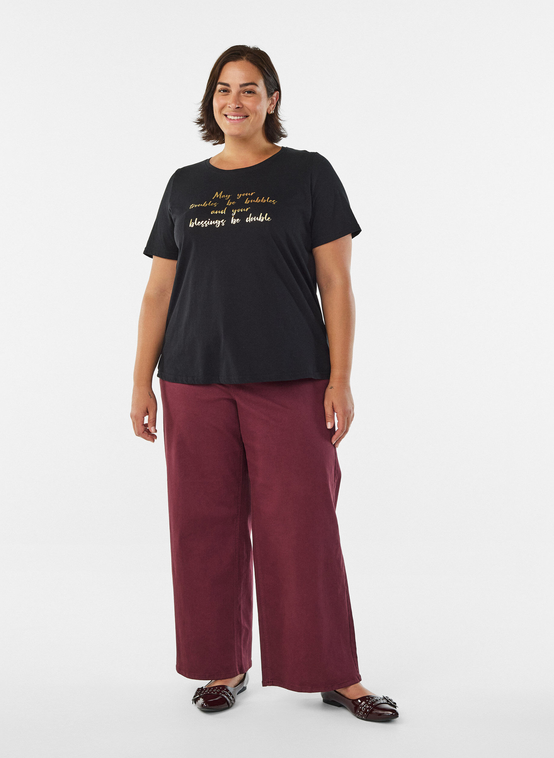 Zizzi FLASH - T-Shirt mit Print, Schwarz, Model image number 1