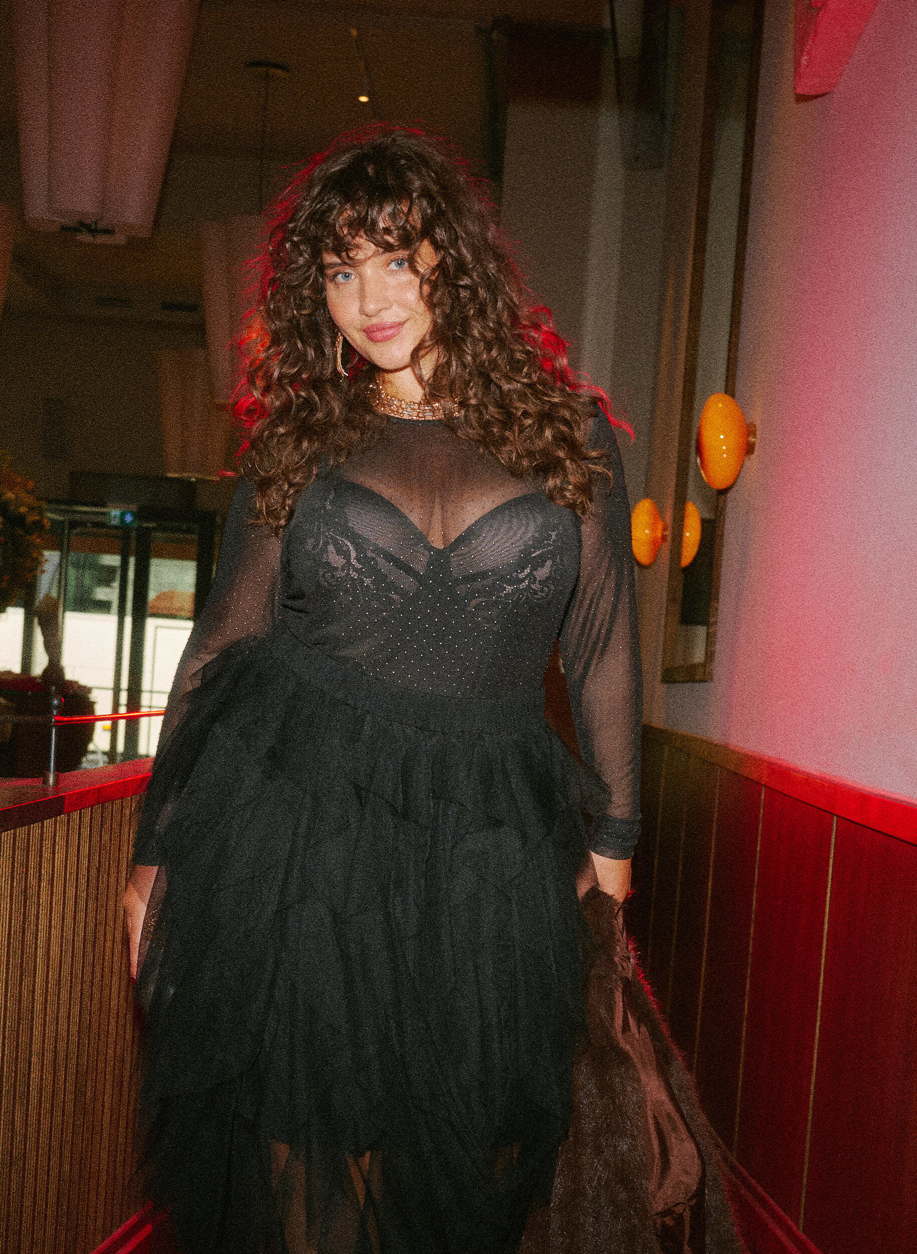 ZizziBlouse en maille transparente avec strass, Noir, Image image number 0