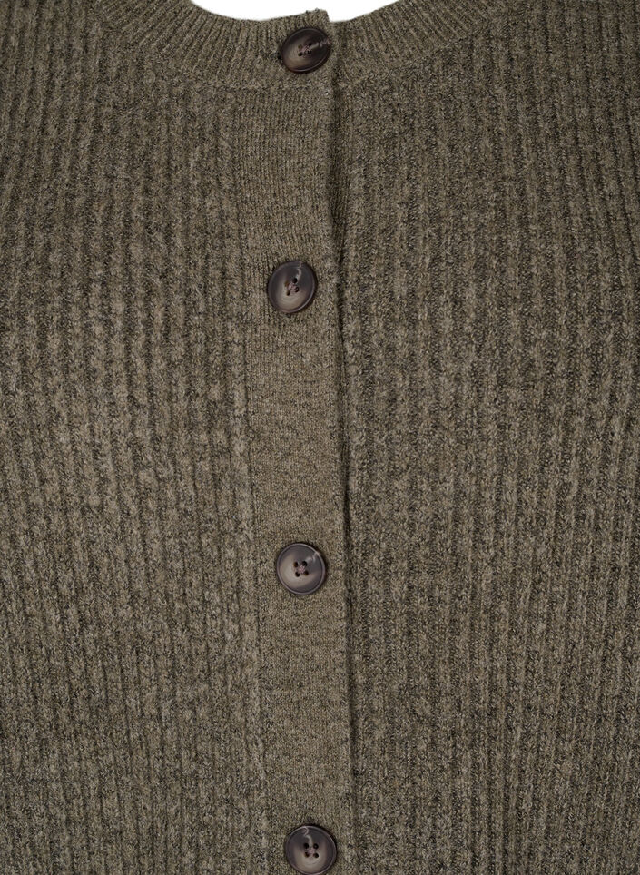 Cardigan en tricot côtelé avec boutons, Vert, Packshot image number 2