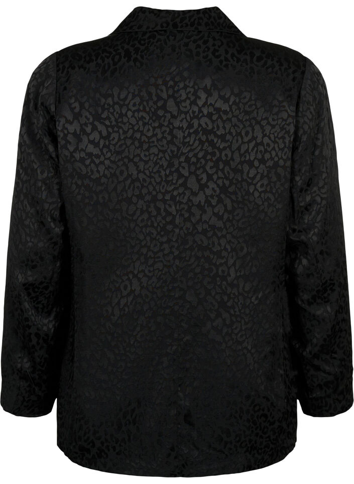 Ton-in-Ton-Jacquard-Blazer aus Viskose, Black, Packshot image number 1