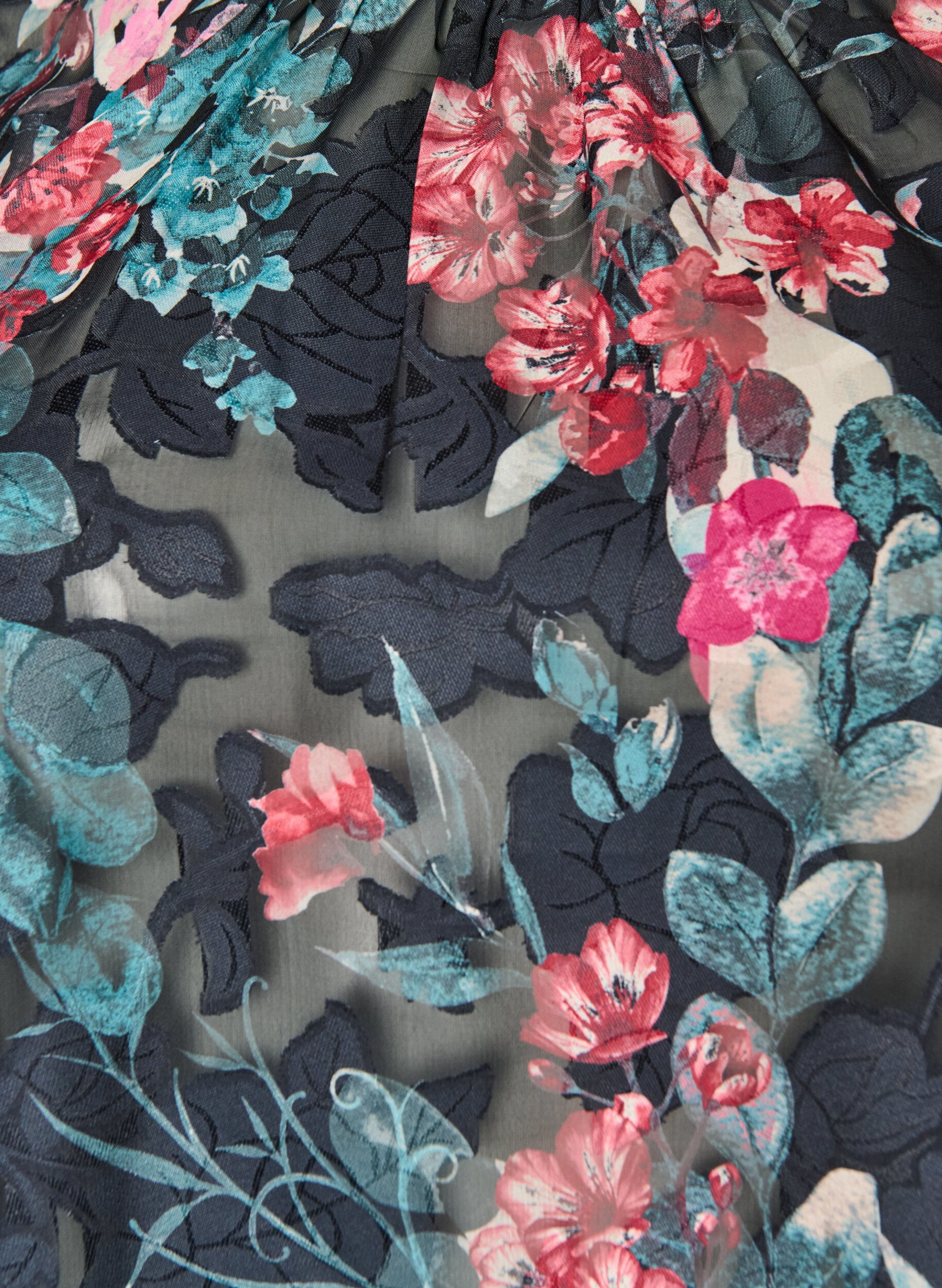 ZizziGebl&uuml;mte Bluse mit Webstruktur, Schwarz, Packshot image number 2