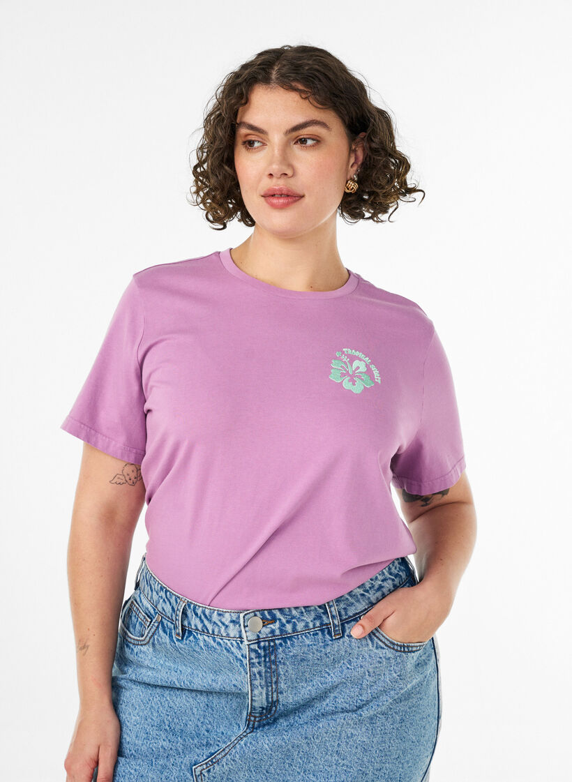 T-Shirt aus Bio-Baumwolle mit R&uuml;ckenprint, Rot, Model image number 0
