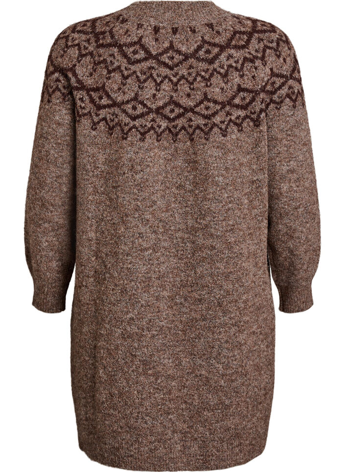 Kleid aus Strick mit Jacquard-Muster, Braun, Packshot image number 1
