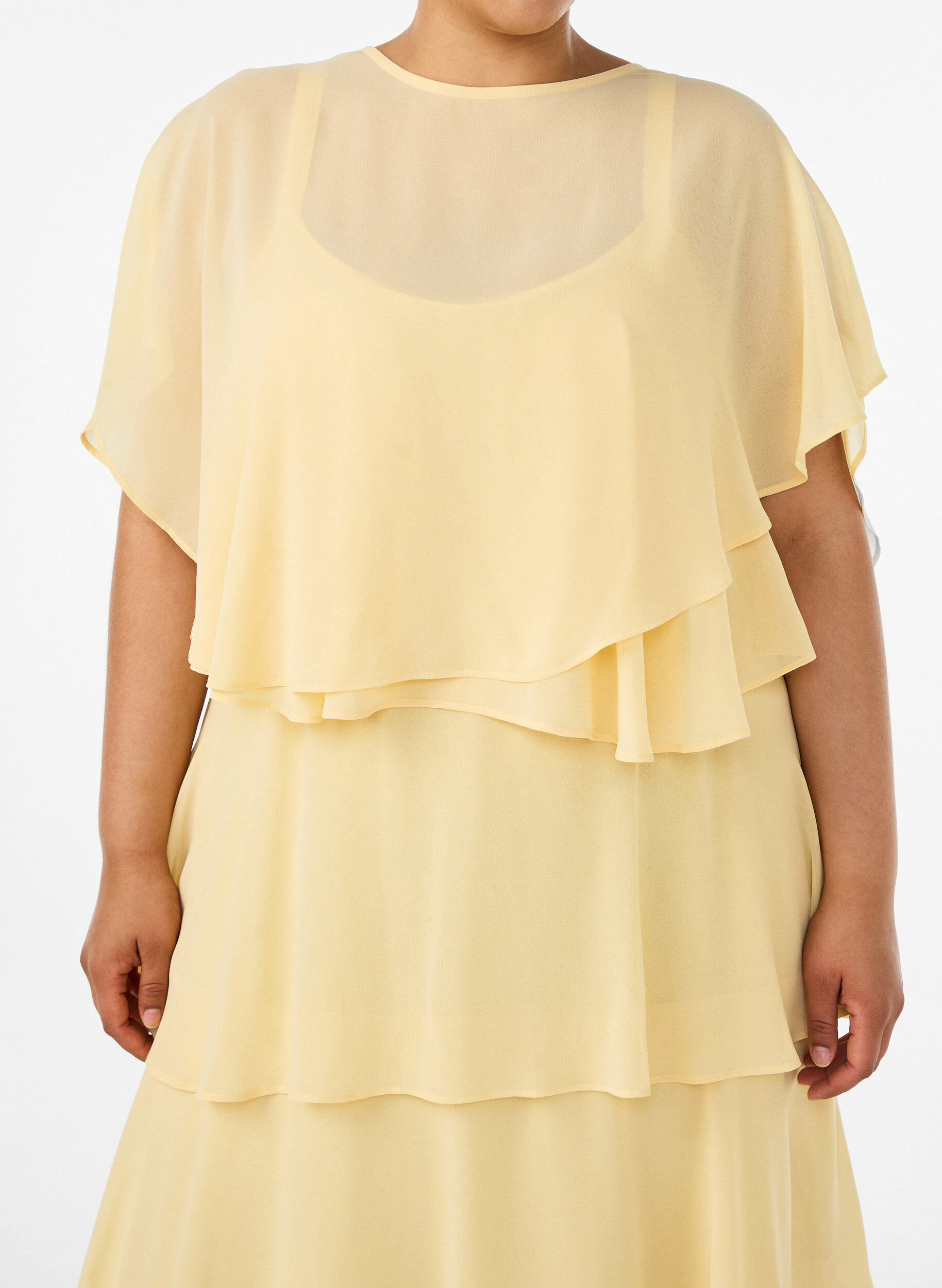 ZizziRobe maxi avec plusieurs couches de volants et cape amovible, Jaune clair, Model image number 2