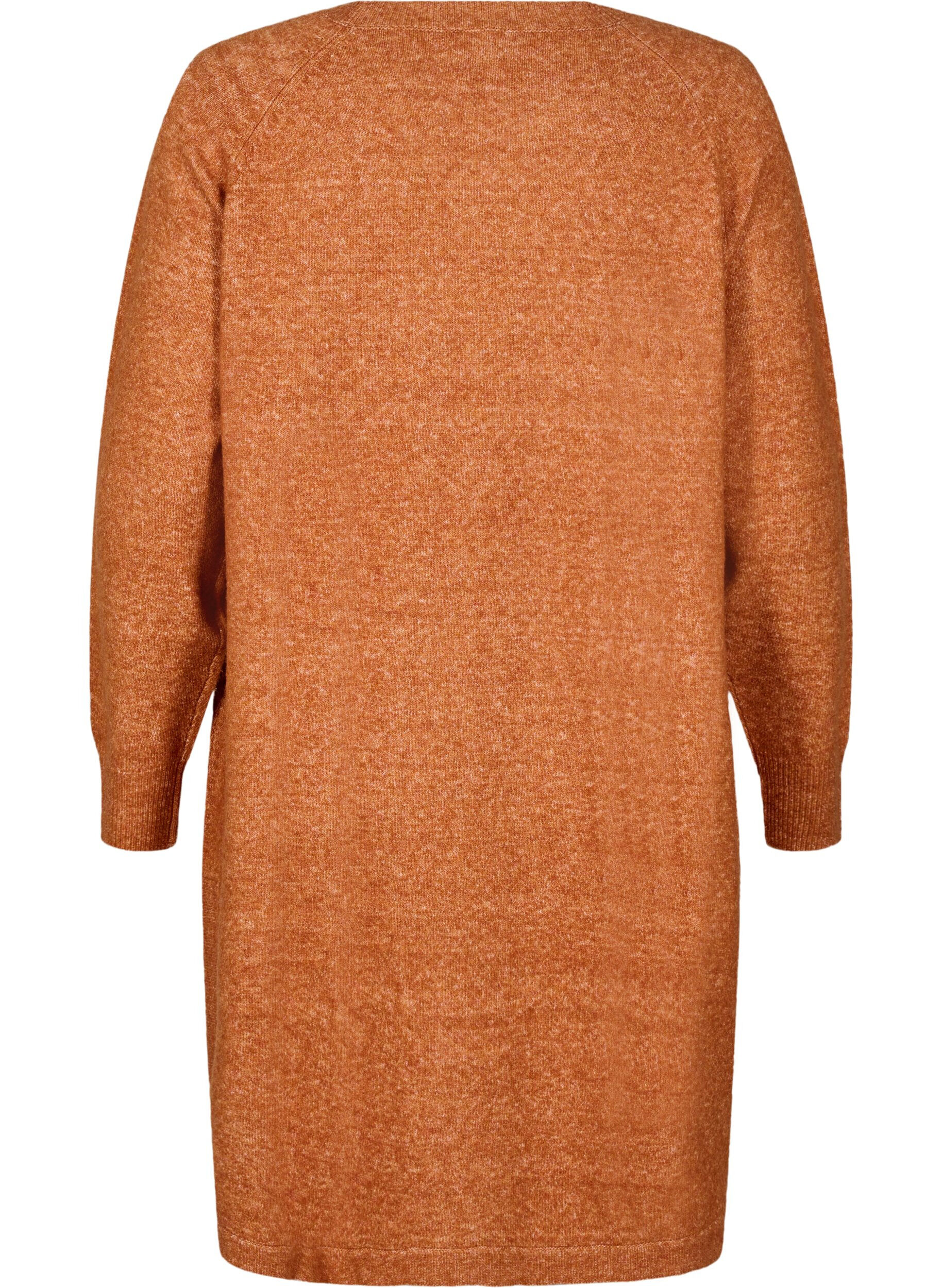Zizzi Strickkleid mit Rundhalsausschnitt, Orange, Packshot image number 1