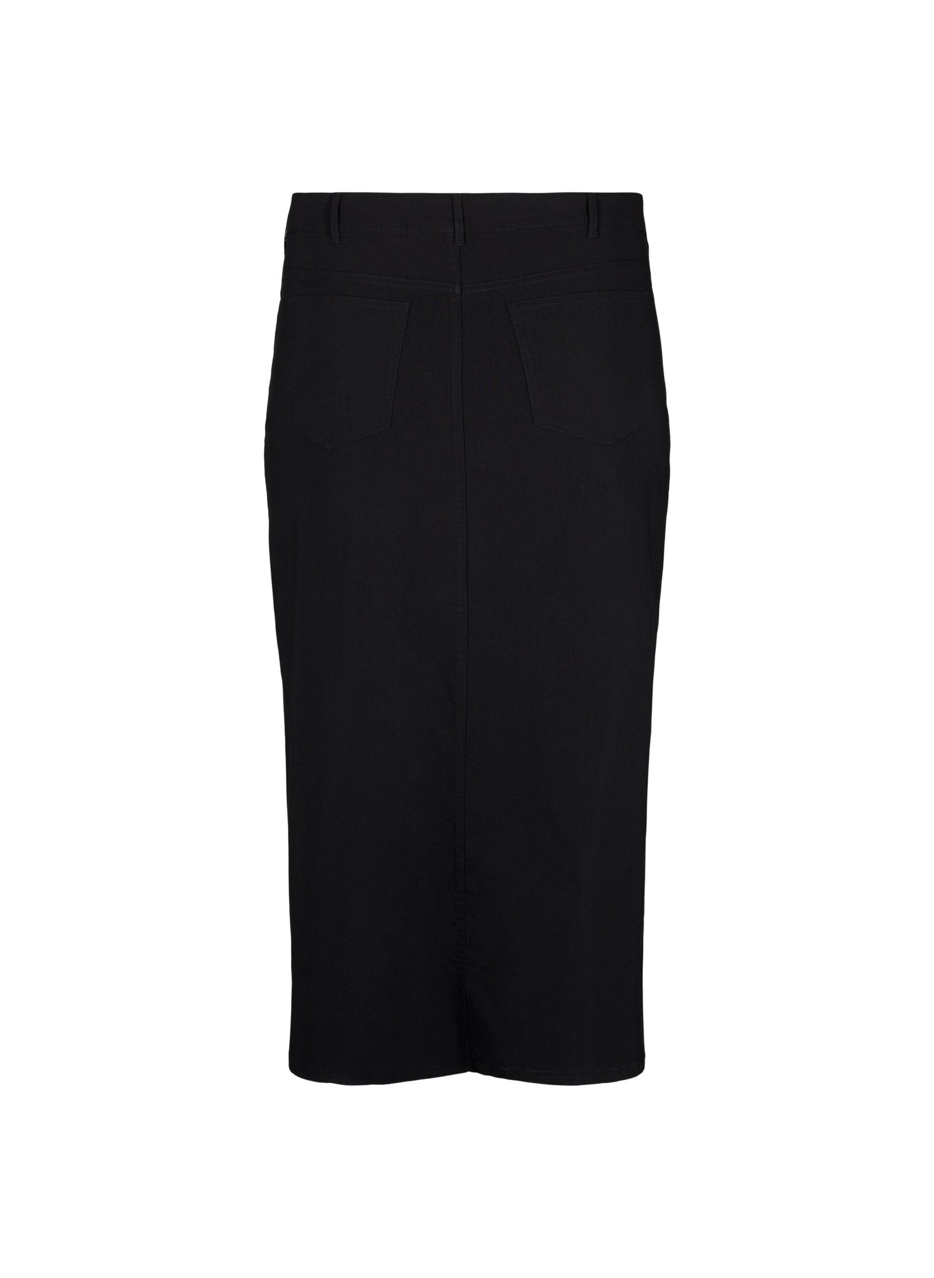 Zizzi Jupe longue avec fente sur le devant, Noir, Packshot image number 1