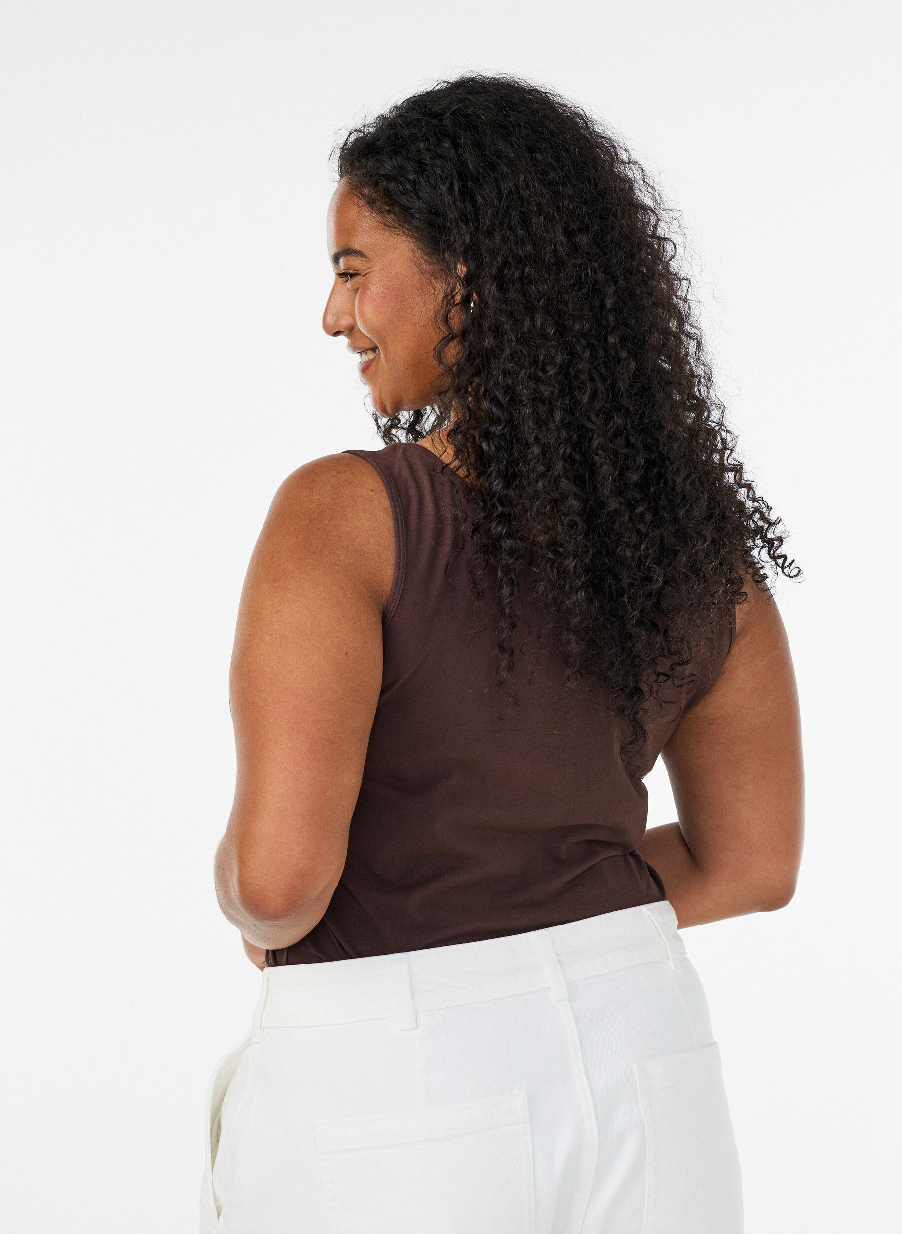 ZizziHaut basic uni en coton, Marron, Model image number 2