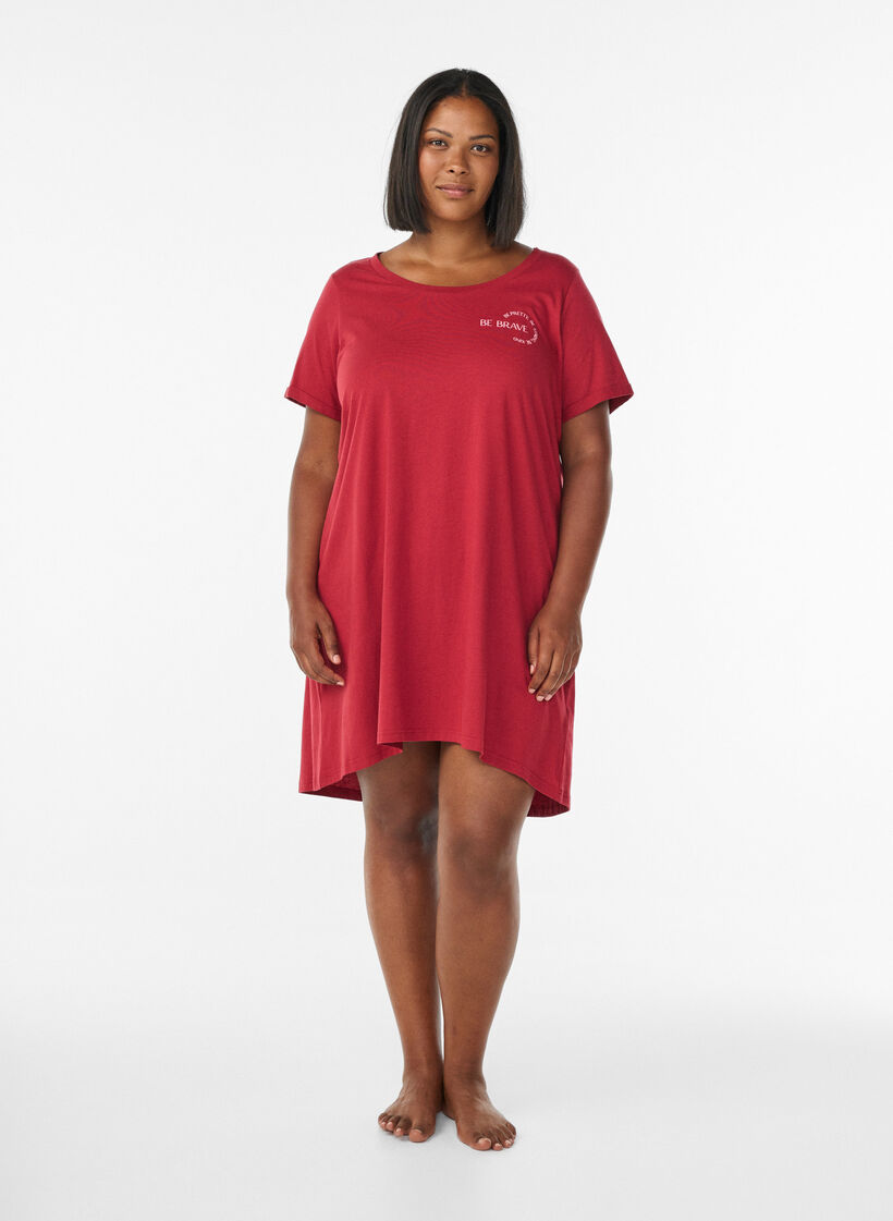 Kurz&auml;rmeliges Nachthemd aus Bio-Baumwolle, Rot, Model image number 1
