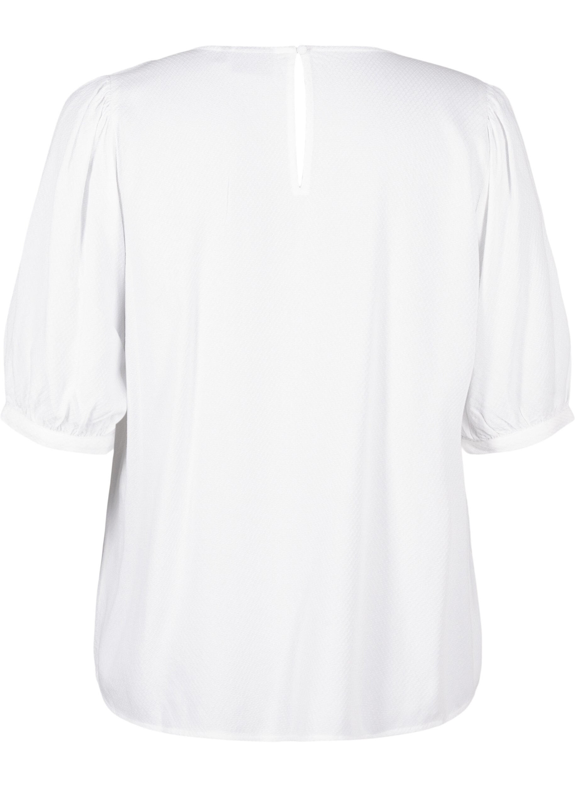 Zizzi  Viskosebluse mit 1/2 &Auml;rmeln, Bright White, Packshot image number 1