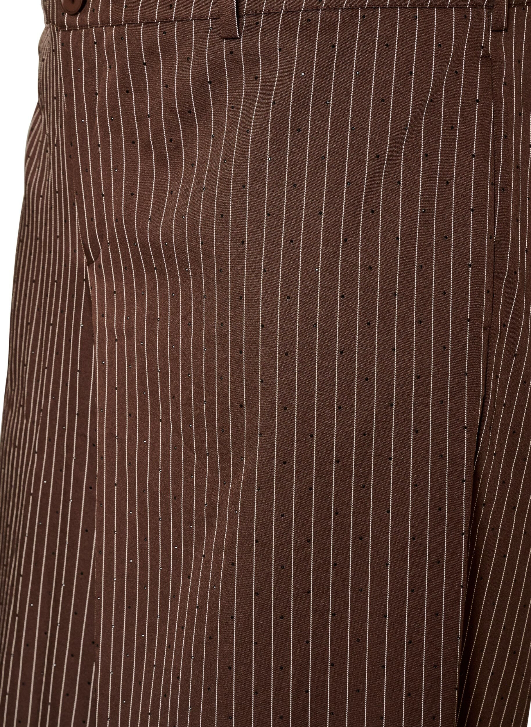 ZizziPantalon coupe amples &agrave; rayures tennis avec strass, Marron, Packshot image number 2