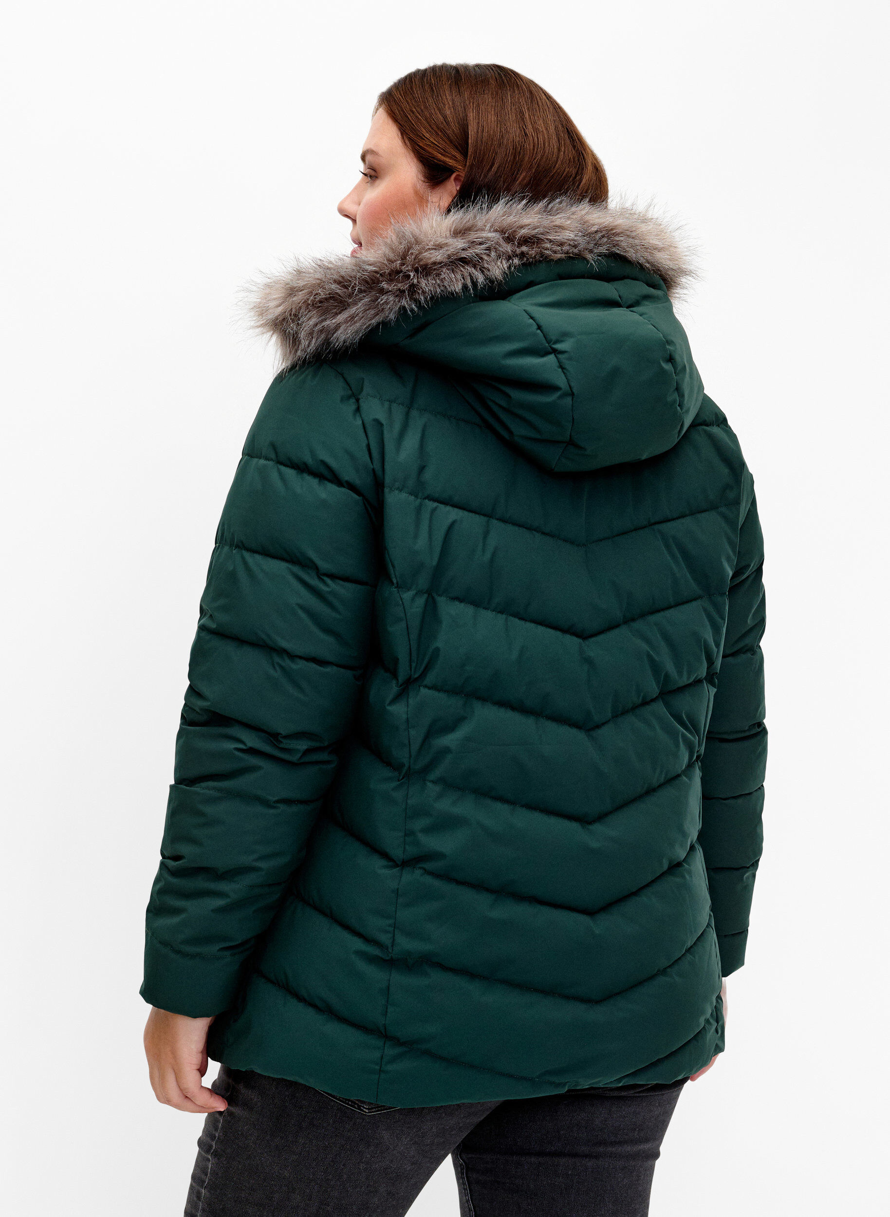 Zizzi Kurze Steppjacke mit Kapuze, Gr&uuml;n, Model image number 2