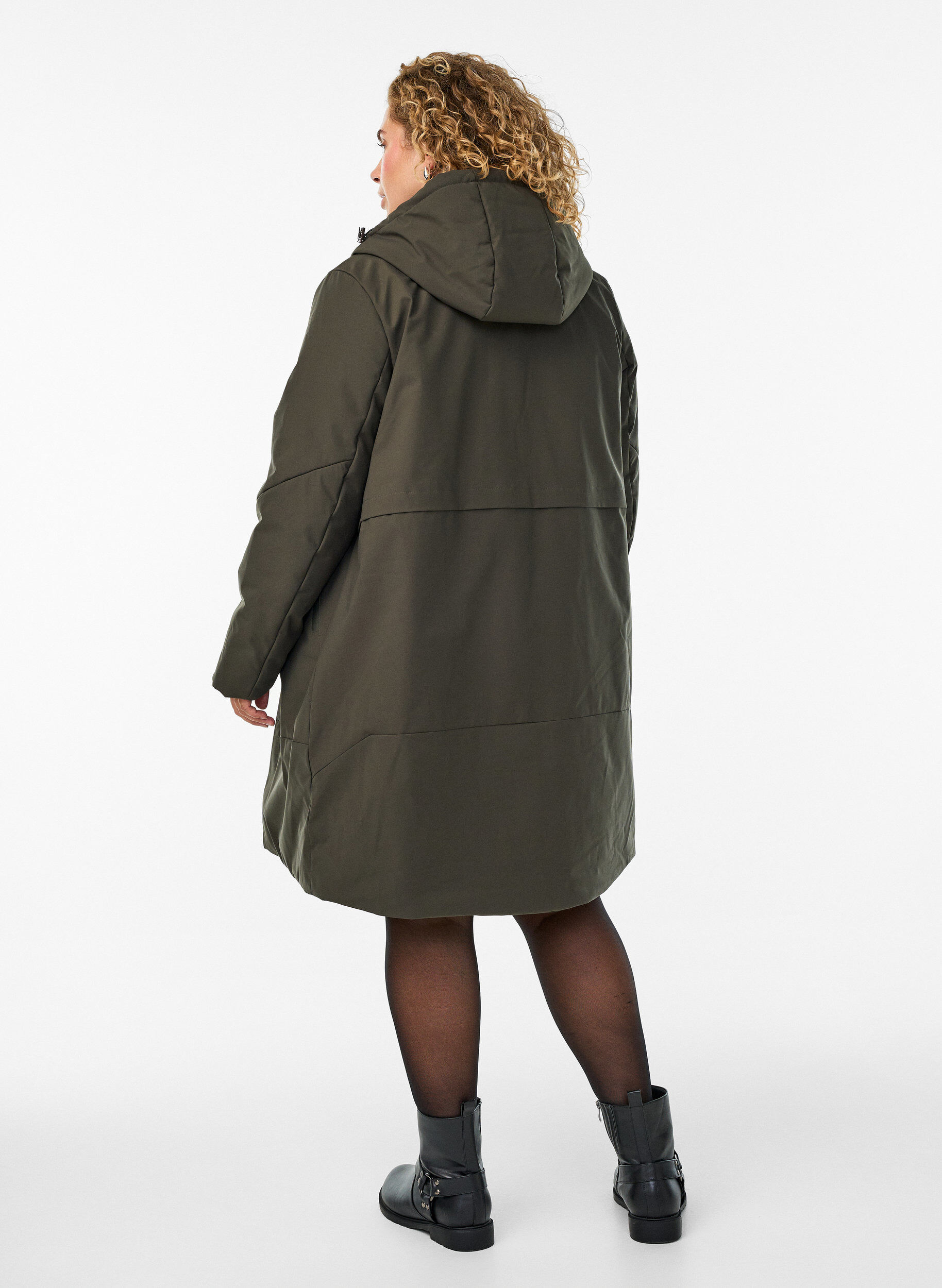 Zizzi Winterjacke mit verstellbarer Taille, Gr&uuml;n, Model image number 2
