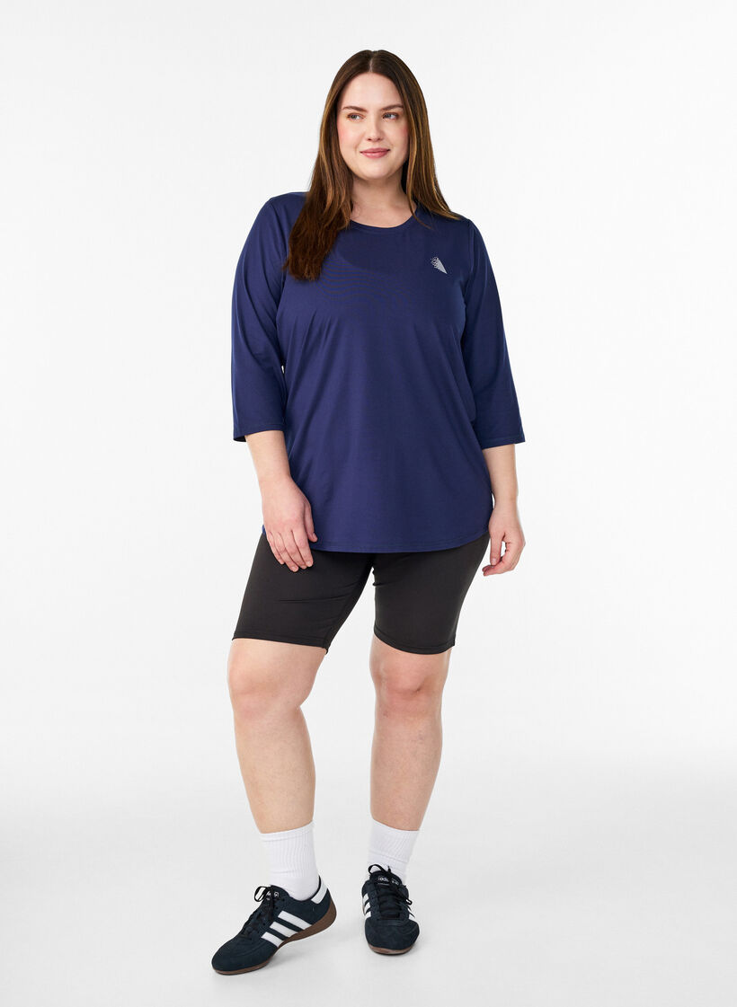 Trainingsshirt mit 3/4-&Auml;rmeln, Blau, Model image number 1