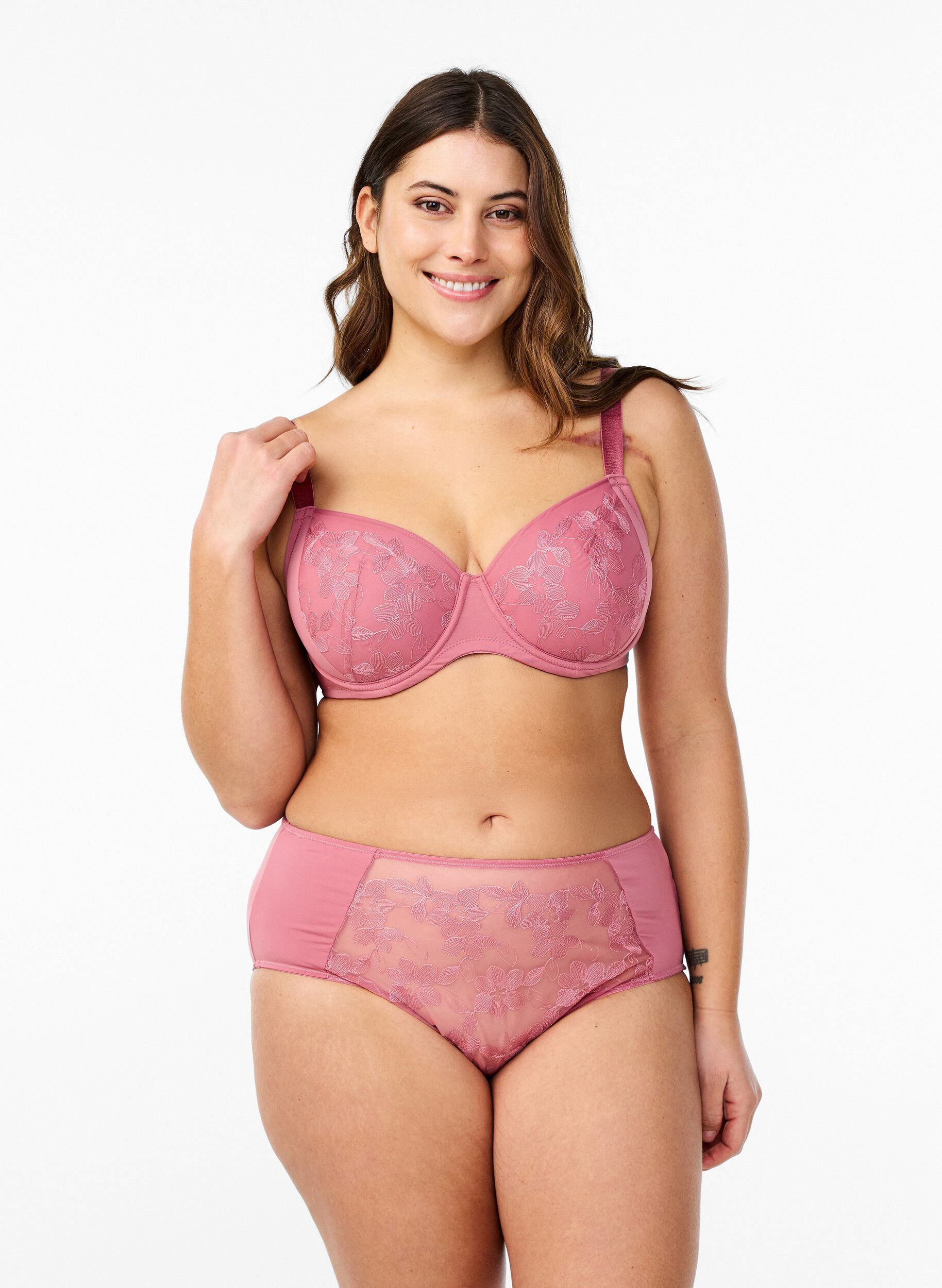 Zizzi Microfaser-Slip mit Mesh und Stickerei, Rot, Model image number 0
