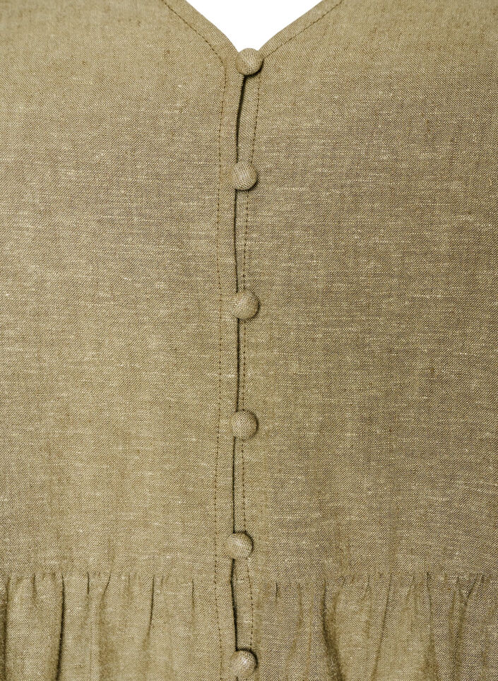 Bluse aus Leinen und Viskose mit V-Ausschnitt und Knopfverschluss, Gr&uuml;n, Packshot image number 2