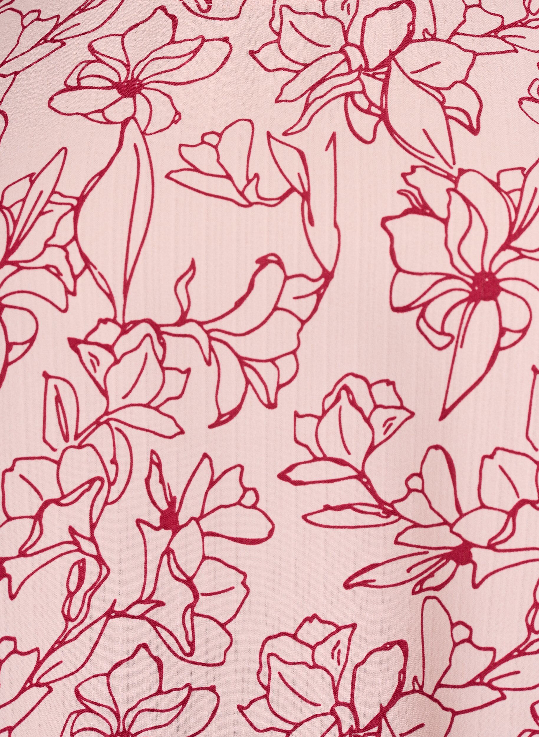 Zizzi Kurz&auml;rmelige Bluse mit Rundhalsausschnitt, Rot, Packshot image number 2