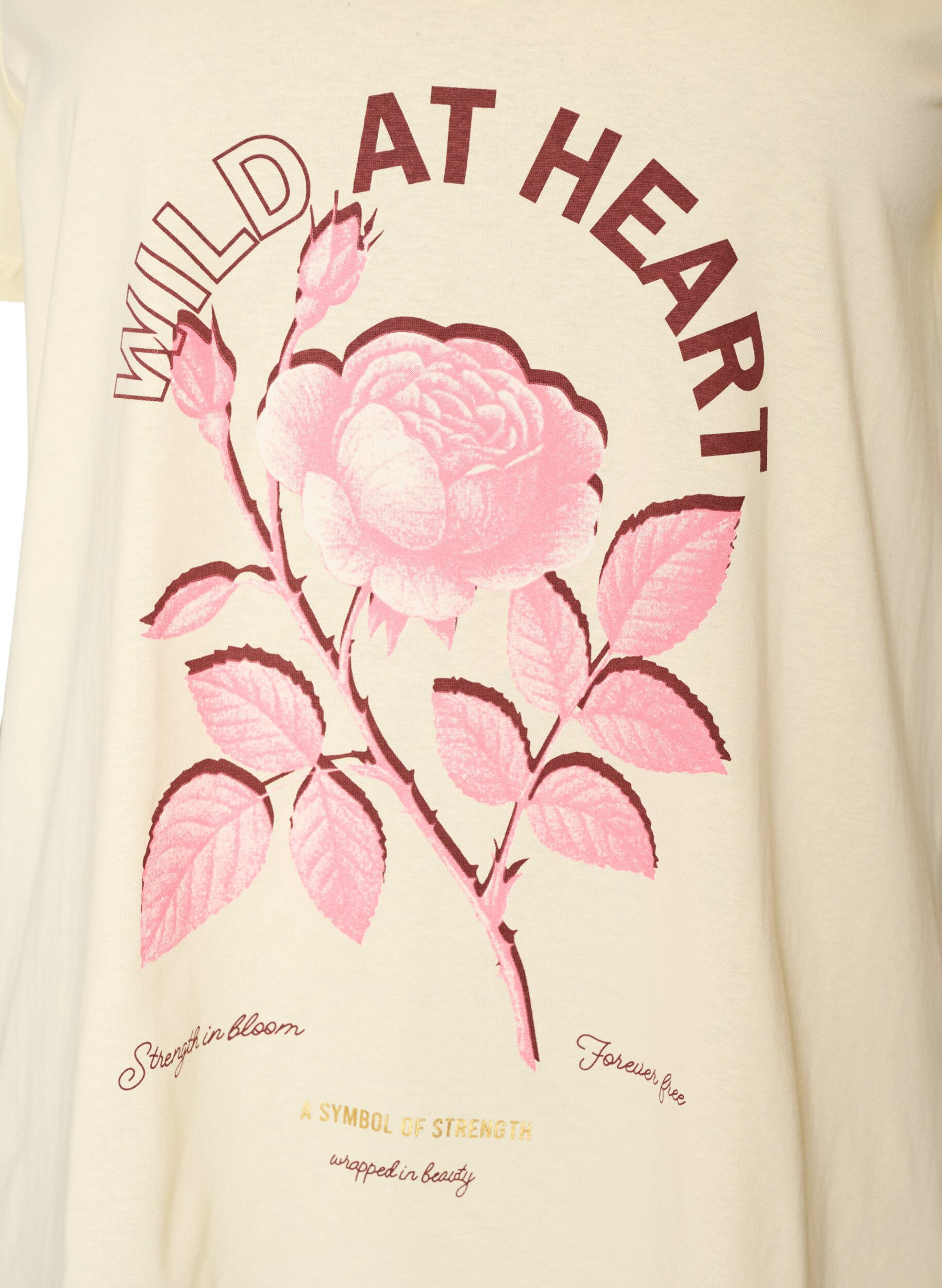 ZizziT-Shirt aus Baumwolle mit Frontprint und V-Ausschnitt, Beige, Packshot image number 2