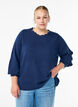 Strickbluse mit Wellenkante, Blau, Model image number 0