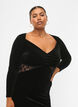 Robe courte en velours avec des touches de dentelle, Black, Model image number 2