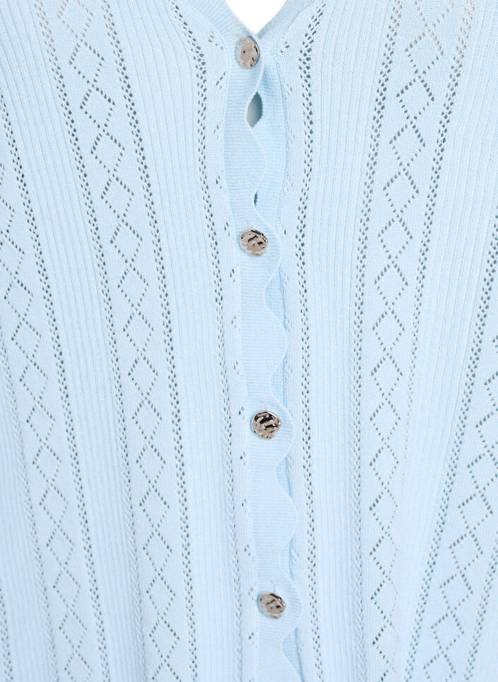 Cardigan avec broderie ajour&eacute;e et bords ondul&eacute;s, Bleu Clair, Packshot image number 2