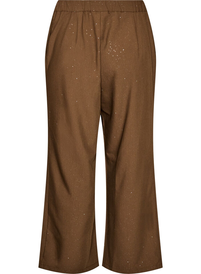 Hose mit Glitzer und weitem Bein, Braun, Packshot image number 1