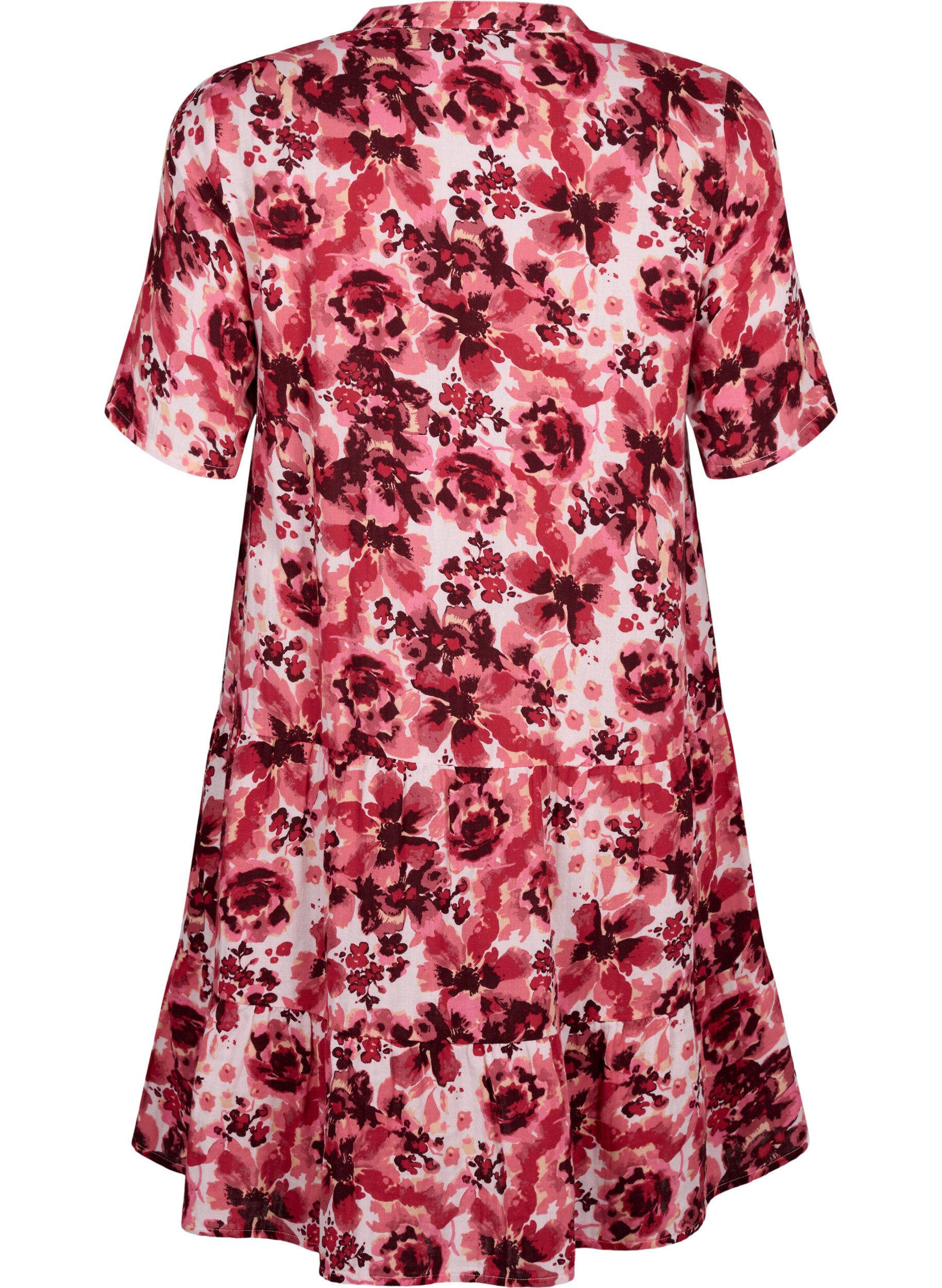 Zizzi Baumwollkleid mit Blumendruck, Pink AOP Flower, Packshot image number 1