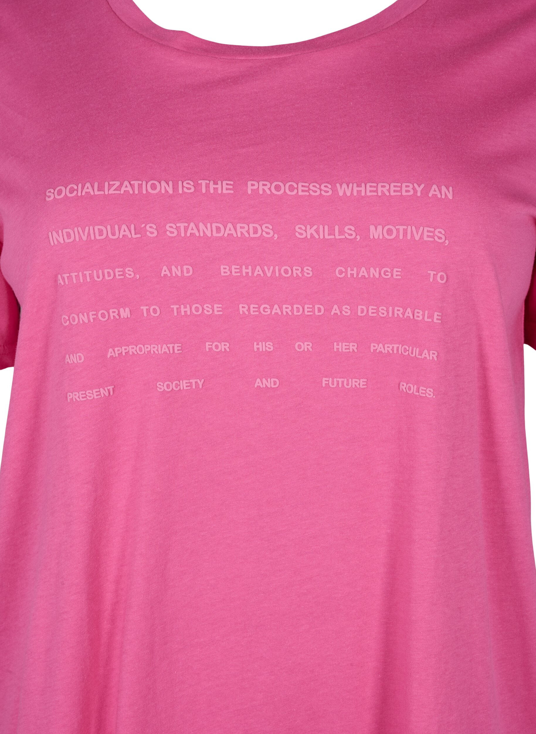 Zizzi T-Shirt mit Text-Motiv, Shocking Pink W.Pink, Packshot image number 2