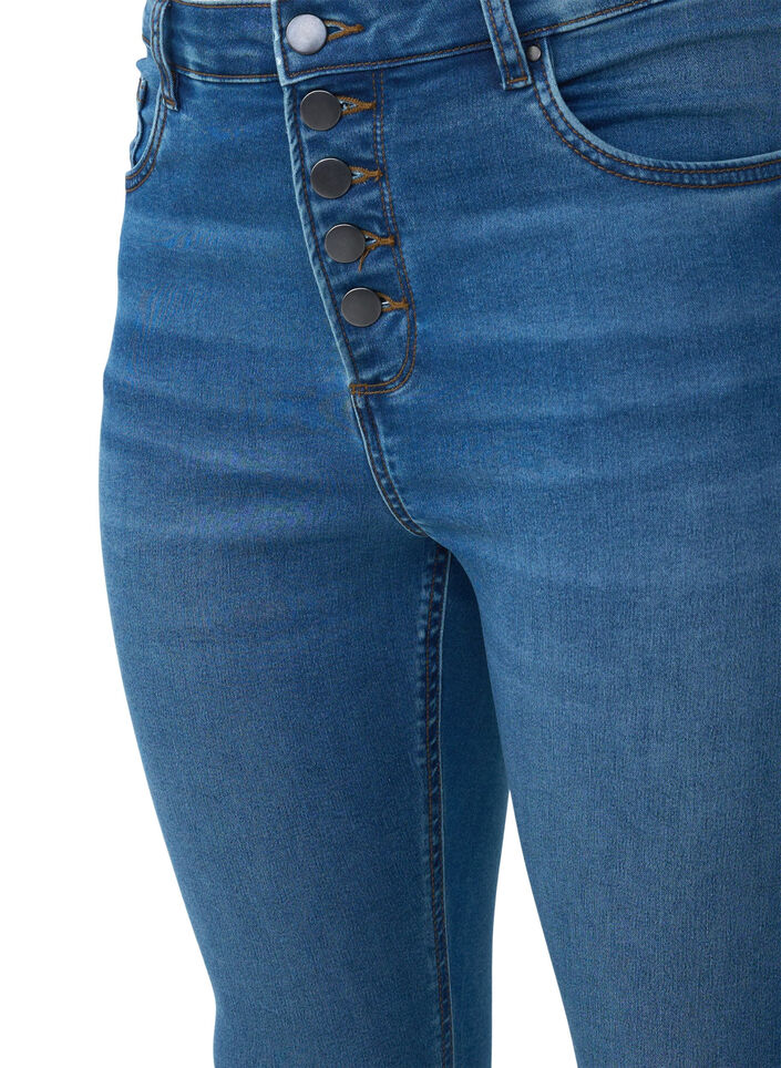 Amy Jeans mit hohem Bund und Knopfverschluss, Blue Denim, Packshot image number 2