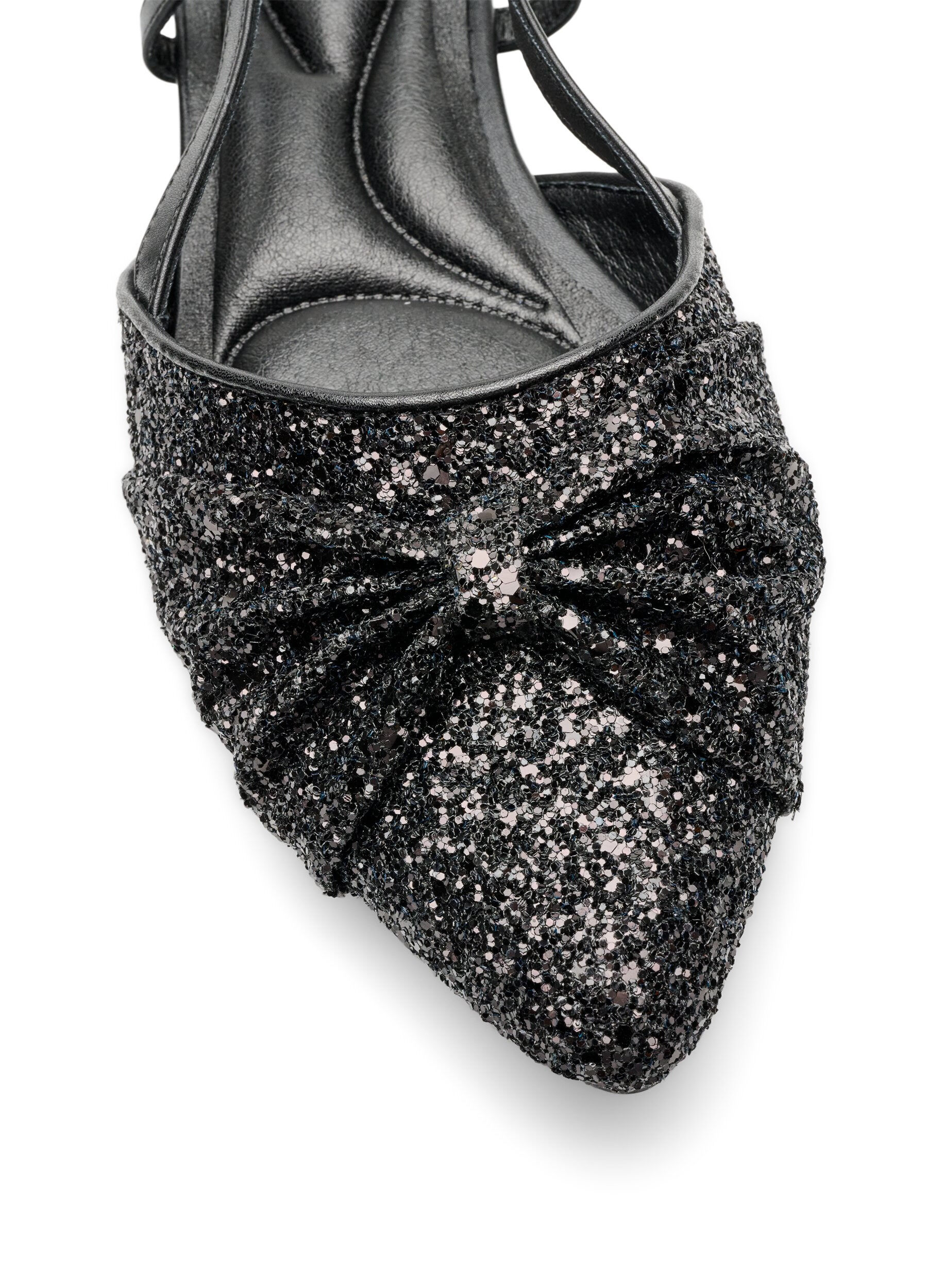 ZizziGlitzer-Slingback mit Schleifendetail, Schwarz, Packshot image number 3