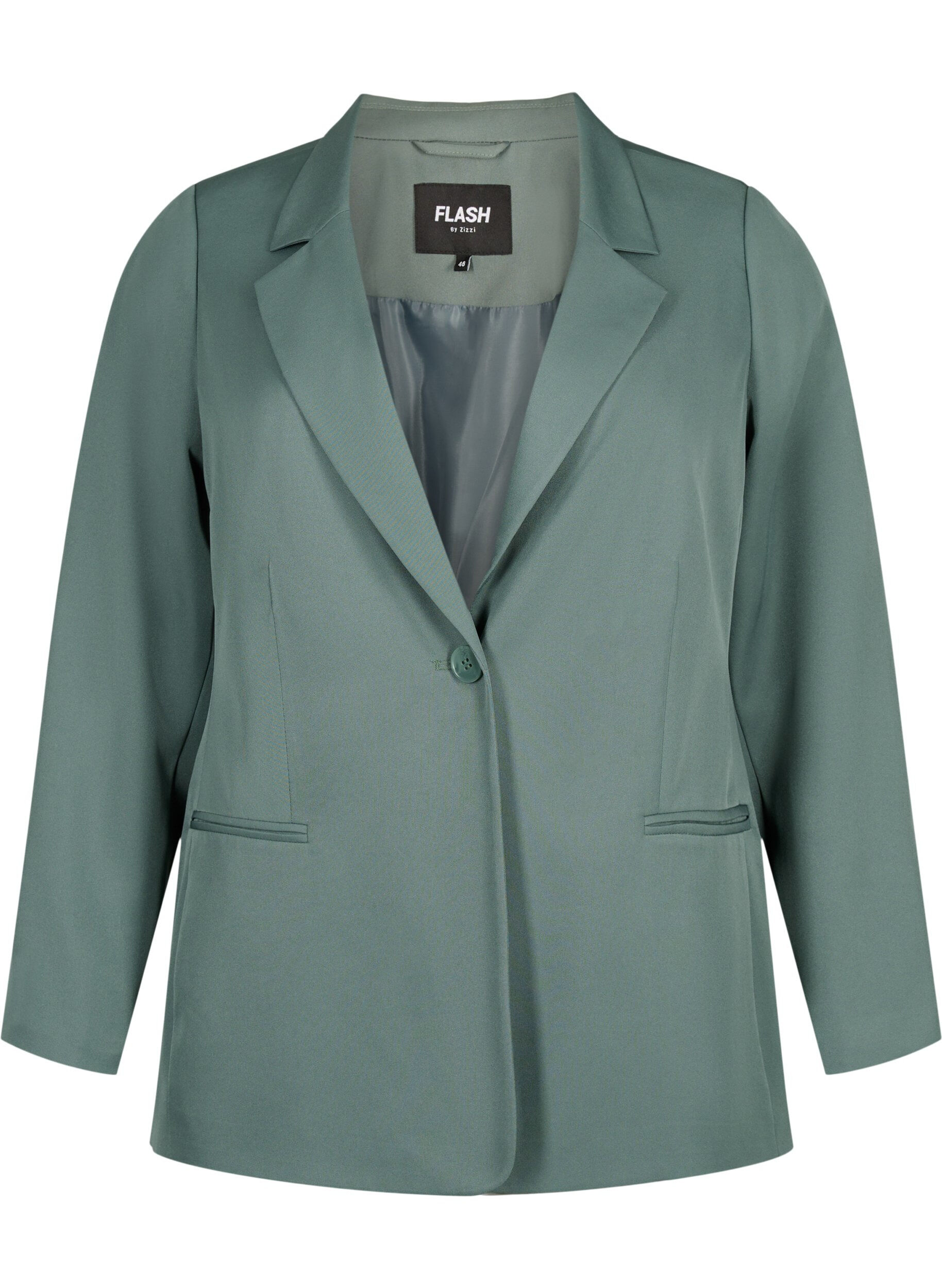 Zizzi FLASH &ndash; Schlichter Blazer mit Knopf, Gr&uuml;n, Packshot image number 0