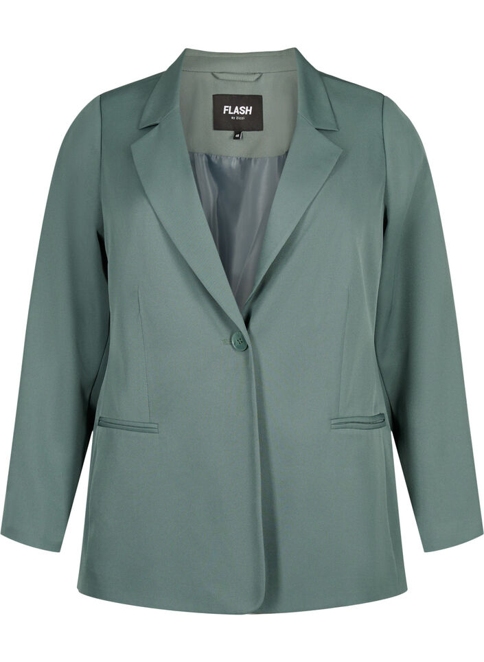 FLASH - Blazer simple avec bouton, Vert foncé, Packshot image number 0