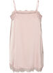 Haut long en satin bord&eacute; de dentelle, Rose poudr&eacute;e, Packshot image number 1