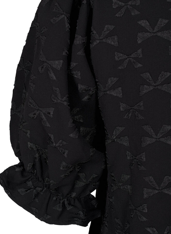 Kurzes Jacquard-Kleid mit Schleifen, Black W. Bow, Packshot image number 3
