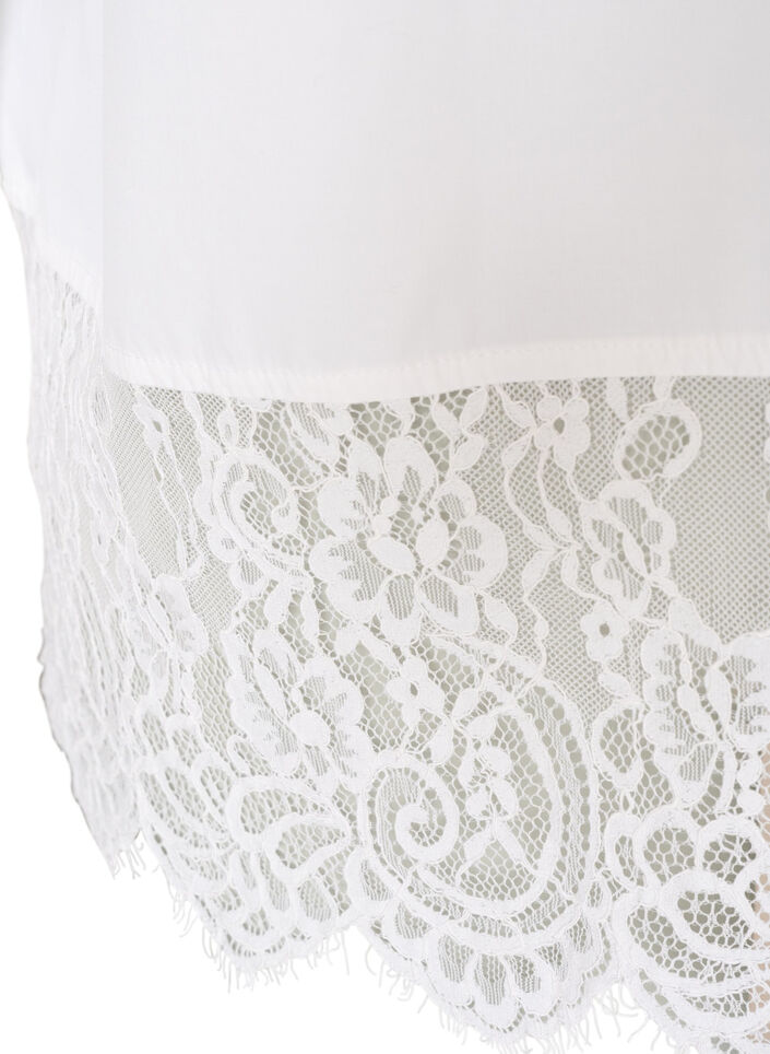 Chemise ample avec une large bordure en dentelle, Blanc, Packshot image number 4