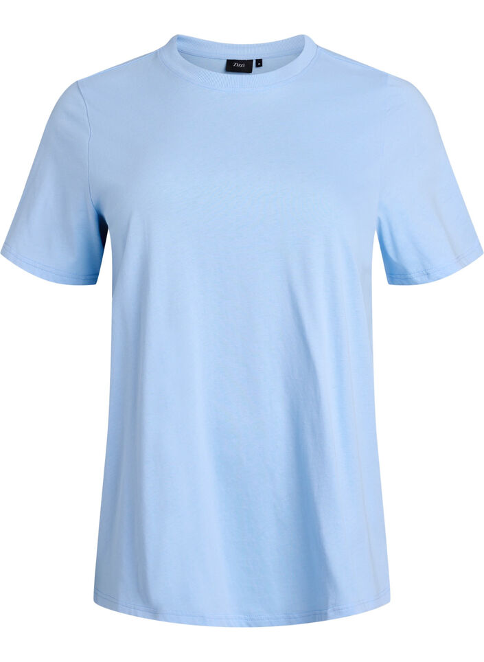 Basic-T-Shirt aus Baumwolle mit Rundhalsausschnitt, Blau, Packshot image number 0