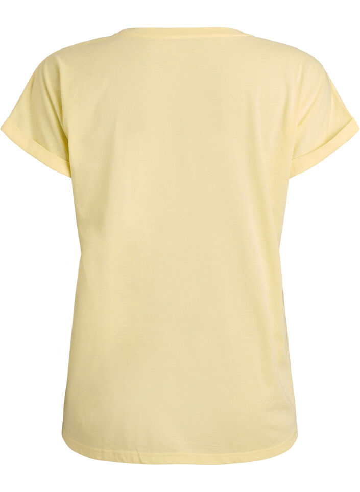 T-shirt &agrave; manches courtes en coton m&eacute;lang&eacute;, Jaune clair, Packshot image number 1
