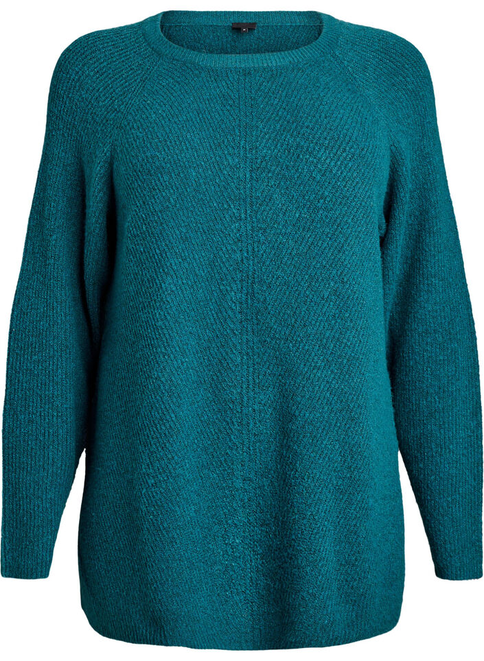 Strickpullover mit diagonalem Muster und Raglan&auml;rmeln, Gr&uuml;n, Packshot image number 0