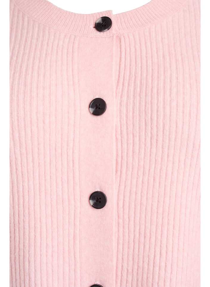 Rippenstrick Strickjacke mit Kn&ouml;pfen, Pink, Packshot image number 2