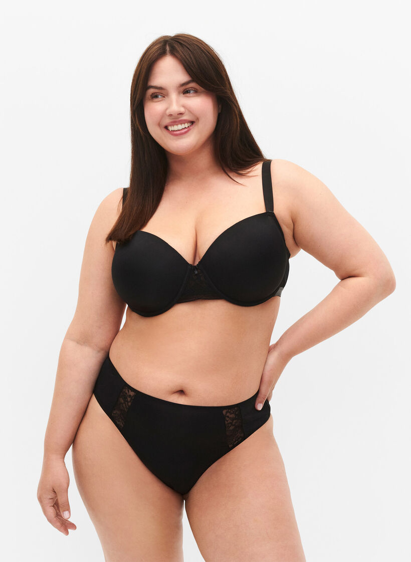 3er Pack G-Strings mit Spitzendetails, Schwarz, Model image number 0