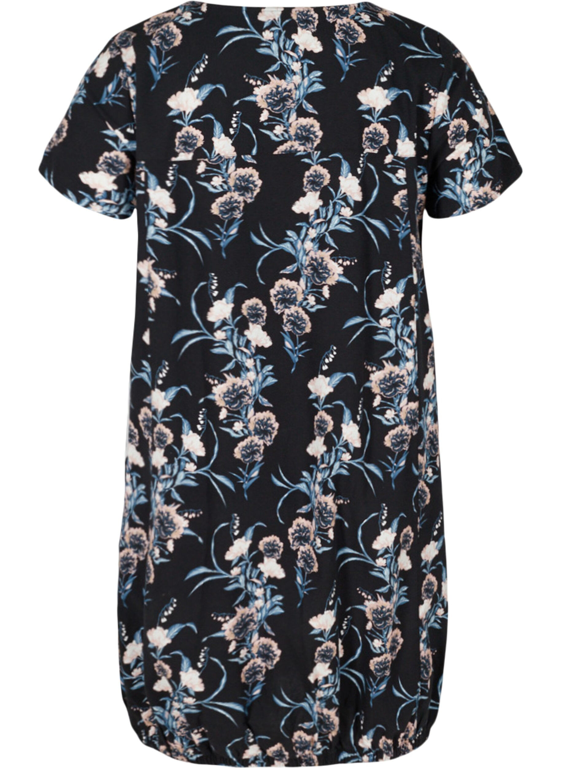 ZizziRobe en coton imprim&eacute; &agrave; manches courtes, Bleu, Packshot image number 1