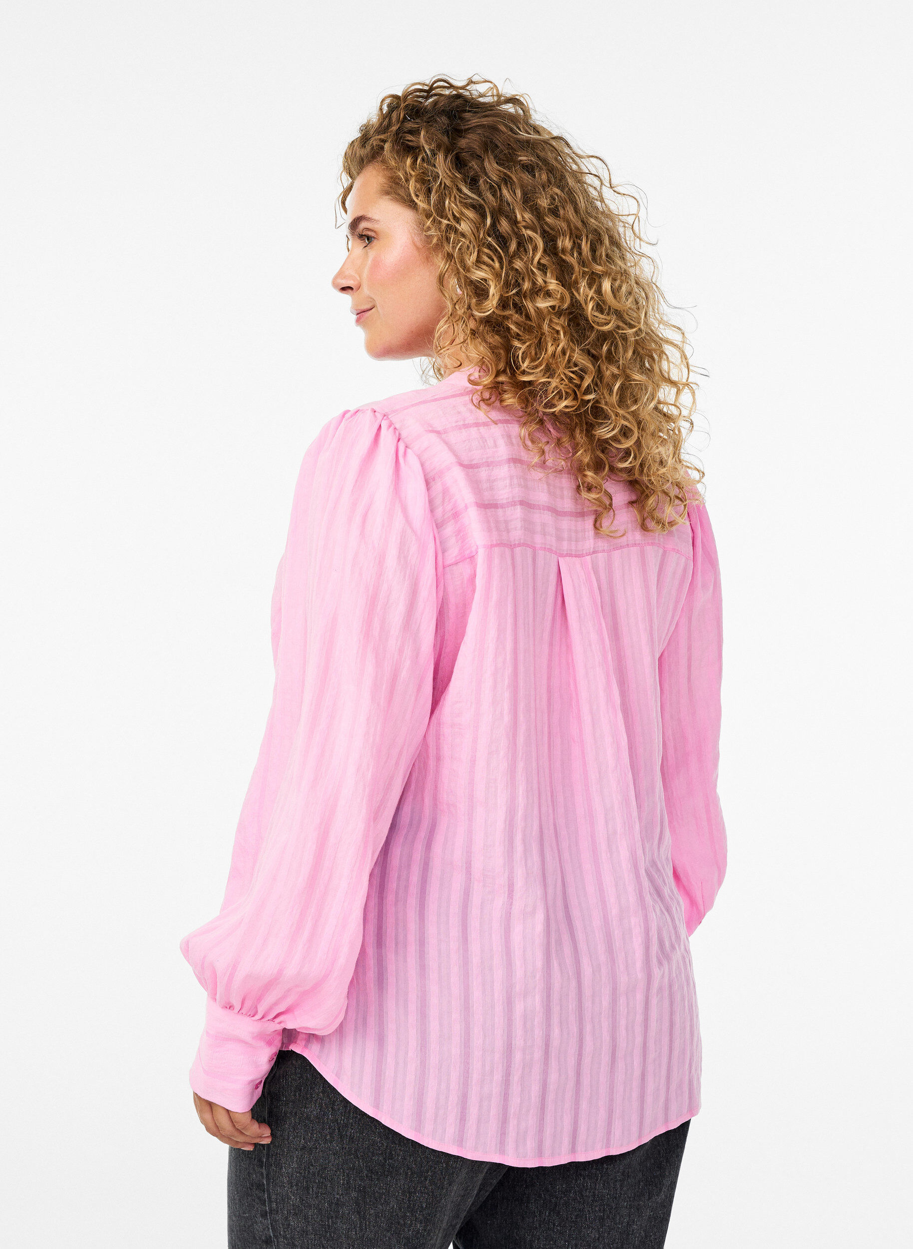 Zizzi Blouse &agrave; rayures verticales, Rose, Model image number 2