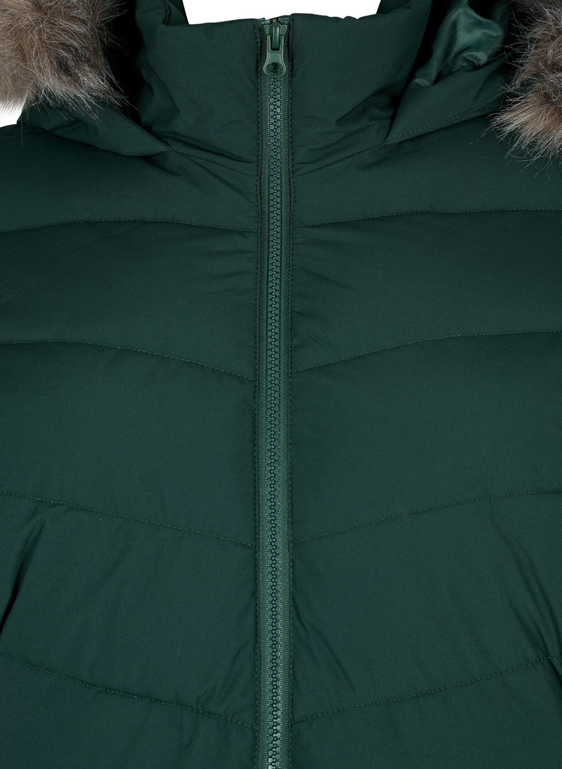 Zizzi Kurze Steppjacke mit Kapuze, Gr&uuml;n, Packshot image number 2