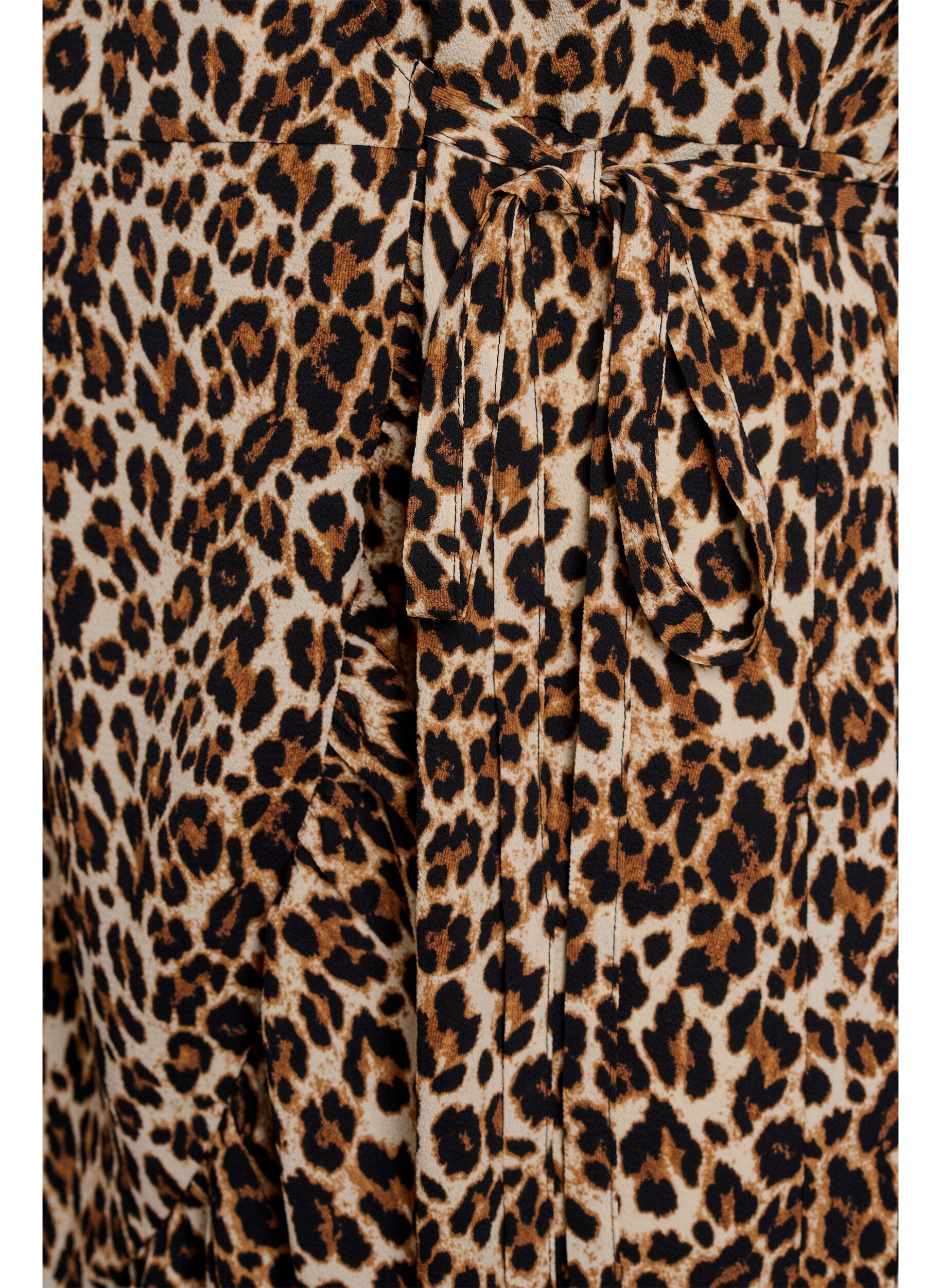 Zizzi Wickelkleid mit Print und kurzen &Auml;rmeln, Braun, Packshot image number 3