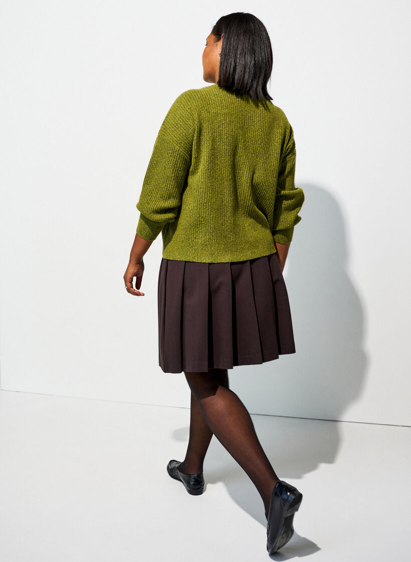 Cardigan en tricot c&ocirc;tel&eacute; avec boutons, Vert clair, Model image number 2