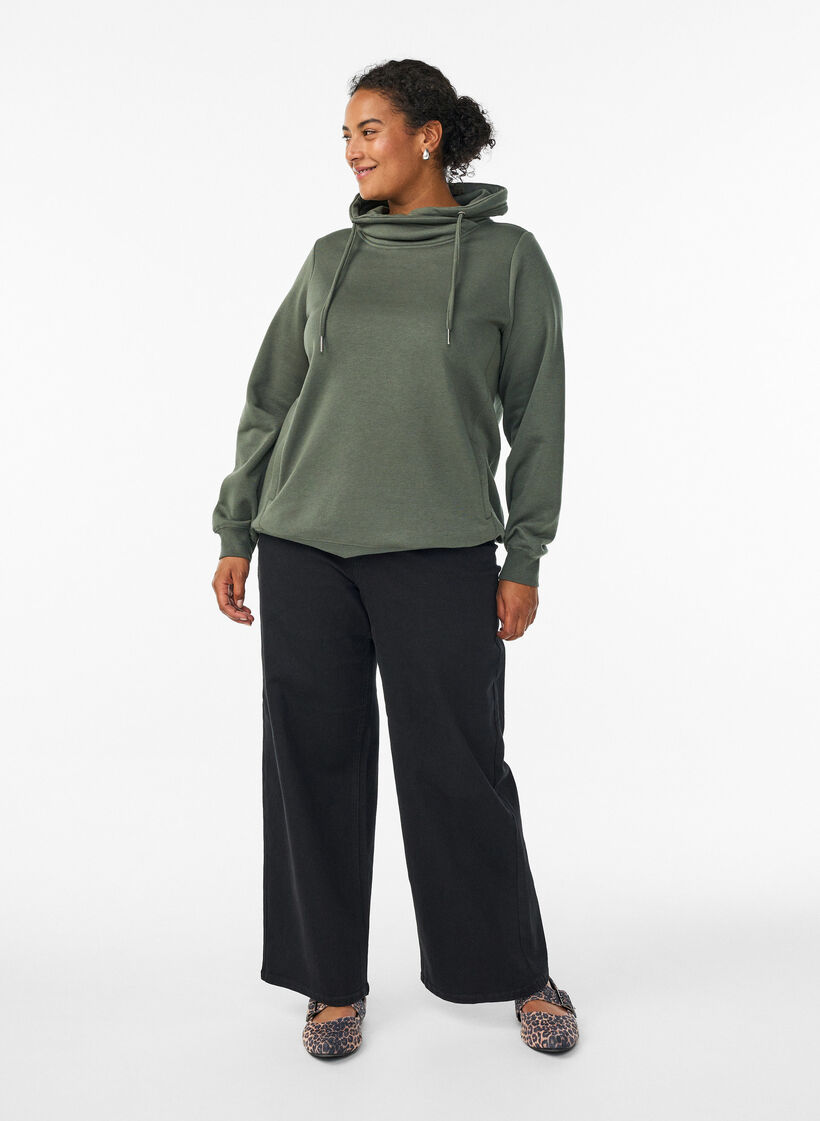 Sweatshirt mit Stehkragen und Taschen, Gr&uuml;n, Model image number 1